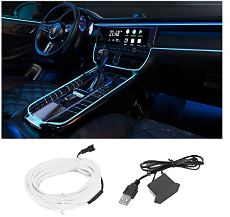 CGEAMDY Tira De Luces LED Para Interior De Coche, 500CM Iluminación Ambiental, Decorativa El Wire (Azul)