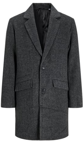 JACK & JONES Men's Jjhays Wool Blend Coat, Dark grey melange/detail: Herringbone, XL