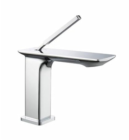 Galvanik-Waschtischarmatur Unterbau-Waschbecken verchromt einzelne quadratische flache Armatur, galvanisiertes Unterbau-Waschbecken