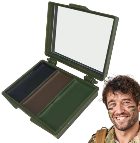 Maquillaje de camuflaje facial,Pintura de camuflaje facial - Ocultación de camuflaje compacto,Pintura corporal facial de camuflaje de larga duración con espejo, ocultación de camuflaje compacta, pintu