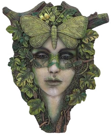 Nemesis Now Fleur Oval Ladies Face Wall Hanging Sculpture 25.5cm, Resin, Green, Cast in the Finest Resin, Expertly Hand-Painted