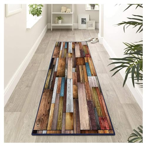 Siunwdiy Alfombra de Cocina Antideslizante 50X340cm, Alfombra Runner Moderna, Lavable, 120D Madera, Alfombra de Pasillo Larga, Decorativa para Apartamentos pequeños, oficinas, salón y Dormitorio