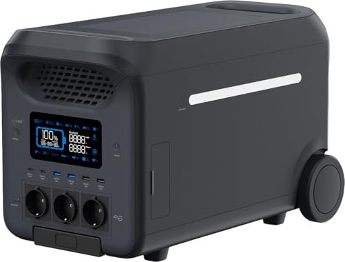 revolt Solarpowerbank: Mobile Trolley-Powerstation, 2,56 kWh, 50 Ah, 3.000 Watt, WLAN, App (Solar Power-Stationn, Solar-Notstromaggergate)