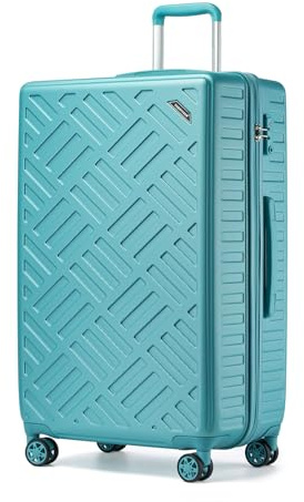 Supercase Hartschalen Koffer Trolley,86L Groß Koffer mit 4 Rollen und TSA-Schloss, Leichter Reisekoffer für Flugreisen, Business und Urlaub, 74×47×28.5cm Türkis