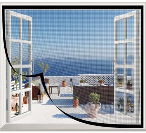 Moustiquaires Fenêtre sans Perçage, Toile Moustiquaire Auto-Collante Filet Anti Moustique Fenêtre Store Moustiquaire Adhésive, Sans Perçage,70x150cm noir-A