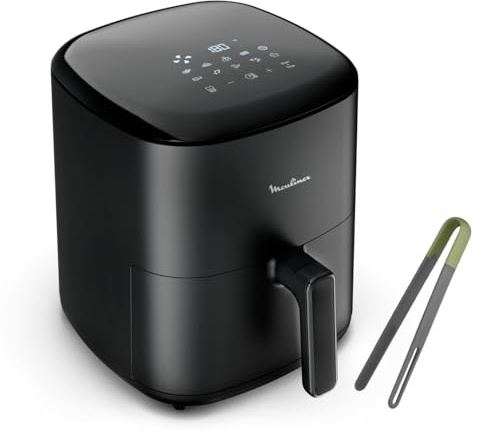 Moulinex Easy Fry Max 5L, Freidora aire para cocinar en poco tiempo, ahorro energético hasta 70%, panel control intuitivo, 10 programas automáticos, para 6 personas, Incluye Pinzas, EZ245820ES