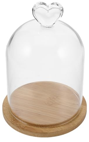 ULTECHNOVO Espositore A Campana In Vetro Decorativo Trasparente Con Base In Legno Piante Medaglie E Foto