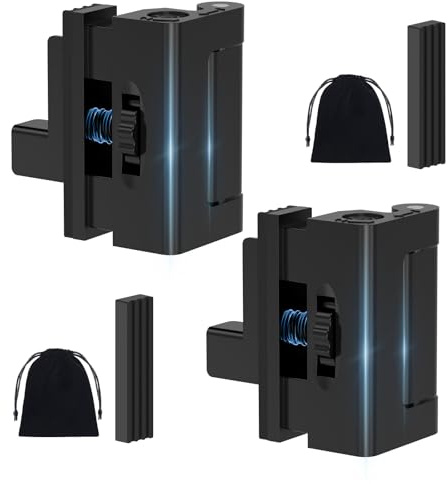 BiceNoning Portable Door Lock for Travel, No Drilling Adjustable Door Reinforcement Lock, Extra Security Latch Stopper for Apartment & Hotel Room Doors, Withstands 800lbs Force (Black-2PCS)