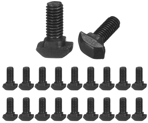 QUARKZMAN 20 pernos inserción T M5 x 12 mm, cabeza martillo acero carbono, tornillo deslizante con espárrago T para perfiles aluminio serie 20 (estándar europeo).