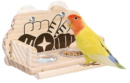 Per Cibo Per Uccelli | Distributori Doppi Di Cibo Trasparenti,Mangiatoia In Legno Design Antispruzzo Con Posatoio,Per Cocorite Parrocchetti Piccioni Interno Esterno Bagno Doccia