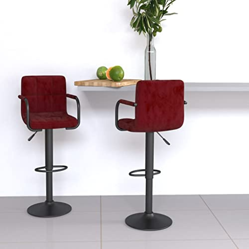 Frdhee Silla cosmética de comedor, taburete de bar, 2 unidades, terciopelo rojo vino, silla de pie para bar, isla de cocina, bistró
