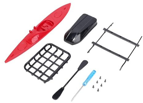 Drfeify RC Crawler Roof Rack Set, RC Crawler Truck Upgrade Accessories with Canoe and Box for Adventure Style Decoration