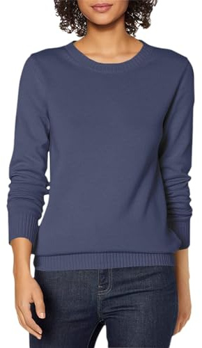 Amazon Essentials Pull À Col Rond 100 % Coton (Disponible en Grande Taille) Femme, Bleu Marine, L