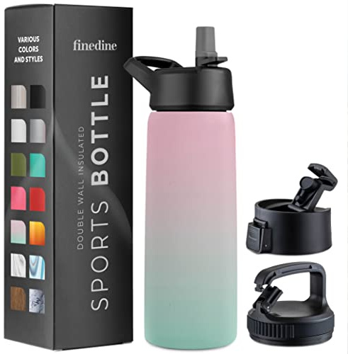 Triple Insulated Stainless Steel Water Bottle With Straw Lid - Flip Top Lid - Wide Mouth Cap (750 ML) Insulated Water Bottles, Keeps Hot and Cold - Great for Hiking & Biking
