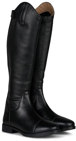 HORZE Rover Women's Synthetic Leather Dressage Tall Riding Boots | All-Weather, Water-Resistant with Zipper | Size Chart in Images - Black - 6W