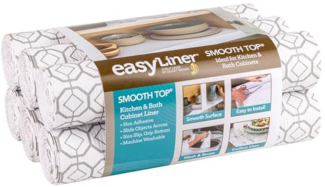 Duck Brand EasyLiner Adhesive Shelf Liner for Cabinets & Cupboards - Easy to Install & Cut to Fit - Self-Adhesive Shelf Paper - Peel & Stick Liner - Easy to Clean & Removable - 90 Feet - Grey Marble