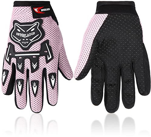 Frienda Kinder Motorrad Handschuhe Sport Rennhandschuhe Reiten Motocross Handschuhe Winter Radfahren Fäustlingefür Wandern Kinder Außenbereich Sport (Rosa)