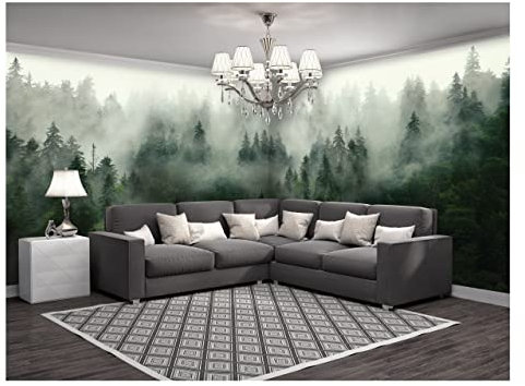 WallArena Fototapete XXL Eckfototapete 624x219 Wald Nebel Natur Panorama Wohnzimmer Schlafzimmer Wandtapete Vlies Tapete Motivtapeten UV-Beständig Montagefertig