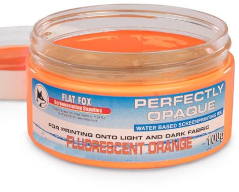 Flat Fox Tinte auf Wasserbasis, Siebdruck, blickdicht, 100 g (fluoreszierendes Orange)