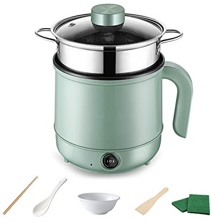 Hot Pot électrique multifonction avec Cuiseur à Vapeur, Pot Récipient Alimentaire Pour conservation de la chaleur, Portable PoêLe Multifonction Parfait Pour Nouilles/PâTes/œUfs/Soupe/Steak