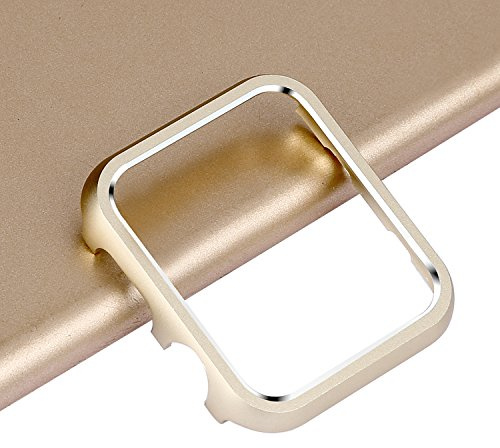 Fodral i rostfritt stål kompatibelt med Apple Watch Series 10 42 mm, hölje, metall skyddande skal, reptåligt, stötsäkert klockfodral, skyddande skal, kompatibelt med iwatch 42 mm serie 10, guld