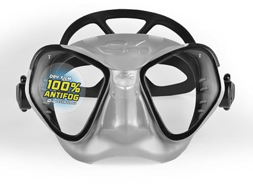 C4 Maschera CONDO-R Silver Black ANTIFOG per Apnea Pesca sub Snorkeling e Immersioni (SILVER BLACK ANTIFOG)