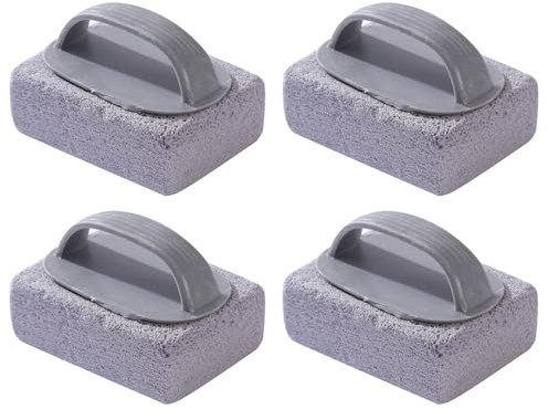 Piedra Pomez,Piedra de Limpieza de Pómez,Bloque de Limpieza de Piedra Pómez,Bloque para Limpieza de Parrilla,Herramienta de Limpieza de Barbacoa,con Asa,para Lavabo Barbacoa,10 x 7 x 6,5 cm,4 Piezas