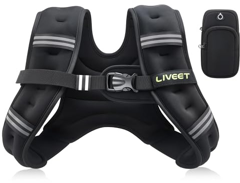 Liveet Weighted Vest for Women Men, 4.5kg SGS Certified Weight Vest with Reflective Strips Adjustable Buckle Straps for Walking Running Strength Training Cardio Workout