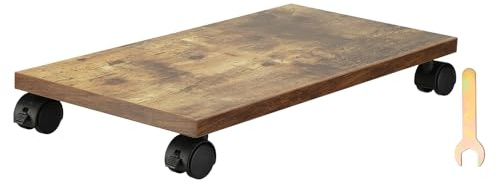 PATIKIL Soporte para Torre De PC De 8x16 Pulgadas Soporte para Computadora Soporte para CPU De Madera Bajo Escritorio Carrito Móvil con 4 Ruedas para Alfombra Torre Estuche ATX Marrón