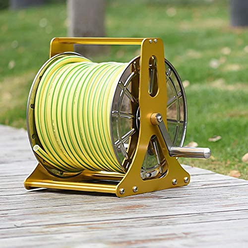 Carrello universale per avvolgitubo da giardino, 60 m, in acciaio inox, portatile, per esterni, senza tubo