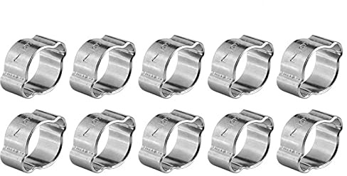 Abrazaderas para Tubos, Akozon 10pcs Abrazadera de Manguera Acero Inoxidable Dos Orejas Pipe Clip Hoop Plomería Sujetador Fule Petrol Pipe Tube(7-9Mm)