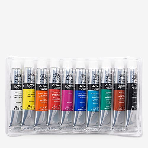 Winsor & Newton 1590265 Artisan wassermischbare Ölfarbe, hohe Pigmentkonzentration, gute Deckkraft & Lichtechtheit - Einsteigerset 10 Farben in 12ml Tuben