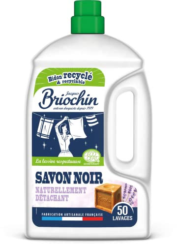Jacques Briochin Lessive Concentrée au Savon Noir Certifiée ECOCERT 2,27L - Naturellement détachante -BOUQUET FLORAL 100% naturel - Fabrication Artisanale Française