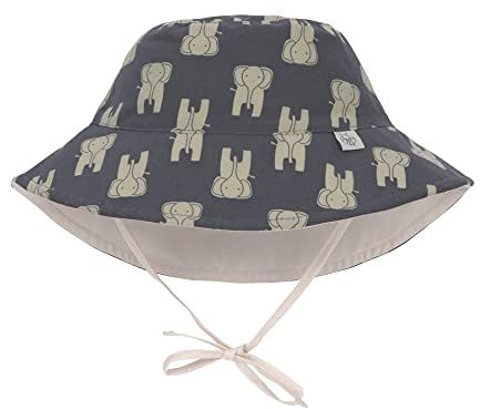 LÄSSIG Baby Kinder Sonnenhut Strandhut Sommerhut Sonnenschutz Kinderhut Babymütze wendbar atmungsaktiv UV-Schutz 80/Sun Protection Bucket Hat Elephant dark grey, 19-36 Monate, Größe: 50/51