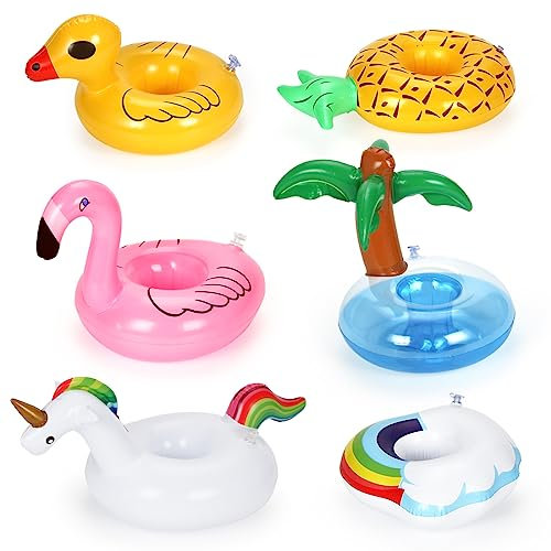 Porte Gobelet Piscine, 6 Porte Verre Piscine, Porte-Boissons Piscine Gonflable, Schwimmend Getränkehalter für Sommer Beachparty Pool Hawaii Party