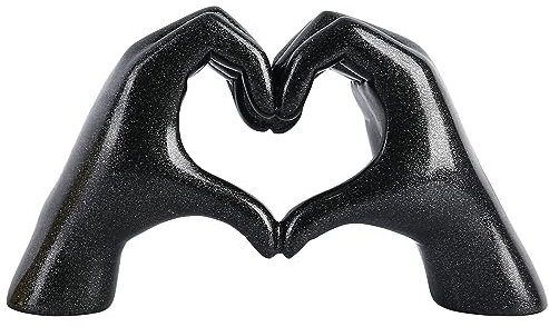 Pevfeciy Modern Deko Skulptur Hand Gesture Statue Schwarz Deko Statue,Abstract Kunst Heart Shape Finger Gesture Sculpture for Dekoration Wohnzimmer, Bar, Schlafzimmer,Couple Statue Geschenk