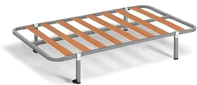 HOGAR24 ES | Somier Básico de Láminas de Madera | Estructura de Tubos de Acero de 30x30 mm | Medida: 90x190 cm | Incluye Juego de Patas de 26 cm | Ruedas en 2 Patas para un Mejor Desplazamiento