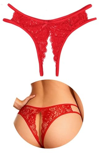ohyeahlady Womens Stretchy Lace Knickers Sexy Thongs Plus Size Underwear | Side Hollow Out Hipster Panties,Soft Stretch Lingerie Outfits,Cute Bow,Sheer Floral Mesh Briefs for Romantic Evenings,S-2XL