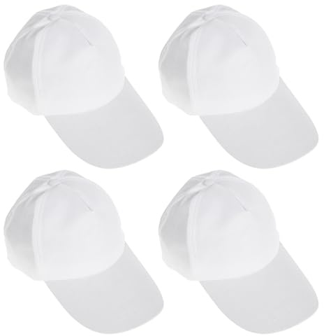 arrderly Set of 4 DIY Graffiti Caps, Kids, White, Baseball Cap, Creative Art Painting, Family Activity Set, One Size