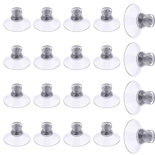 Flintronic 20 PCS Suction Cups, 30mm Clear Suction Pads Plastic Sucker Pads, Suction Holder with Knurled Nut Window Suckers for Glass Mirror Window Wall Door and Other Smooth Flat