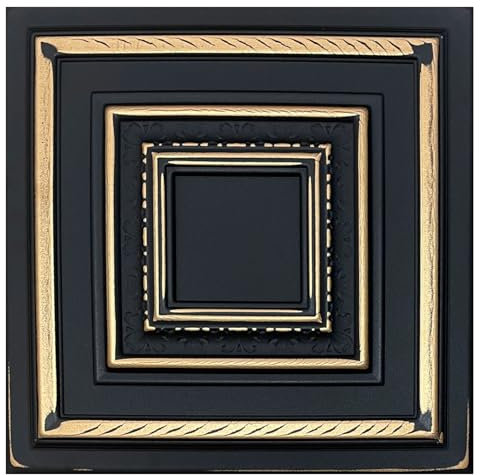 Eurodeco Paneele aus Polystyrol XPS, Deckenpaneele, 3D Wandpaneele, Styropor Dekoren, Decken Retro Vintage Wandverkleidung, 3mm dick - 50x50cm (4m²-16 Stück, 86-ZL-123)