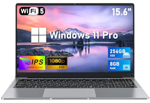 NIAKUN 15.6 Zoll Laptop Computer, N4000 Prozessor (bis zu 2.6Ghz) Notebook 8GB RAM +256GB SSD, FHD Display 1920 x 1080, 5000mAh, TF Karte, WiFi 5