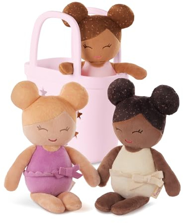 LullaBaby - Poupées de Bain lavables pour Un Vrai Jeu d'eau - Ensemble de poupées en Peluche 3 pièces - Jouets en Forme de Baignoire pour Enfants de 2 Ans et +