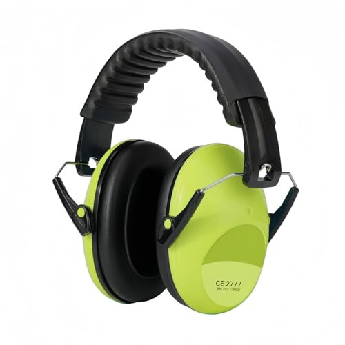 GUKOY Ear Defenders Children, 26dB SNR Noise Cancelling Headphones Sound Blocking Earmuffs Autism, Adjustable Soft Kids Ear Defenders Ear Protection Earmuffs for Boys, Girls (Green)