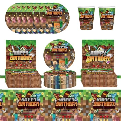 Stoviglie per Feste Decorazioni Compleanno,Decorazioni Compleanno Piatti e Bicchieri per Feste di Tovaglia Tovaglioli adatto per 20 persone (KR3)