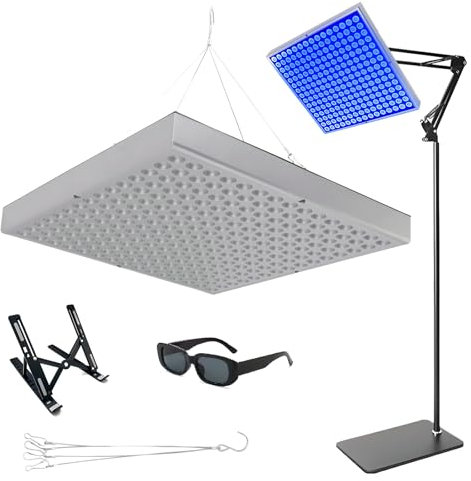 Lampe de Bronzage Domestique, Solarium 45 W, pour Le Visage et Le Corps, avec Support, Lunettes, Crochet, Support pour Tablette, 225 LED, lumière Bleue 460 Nm, pour la Maison