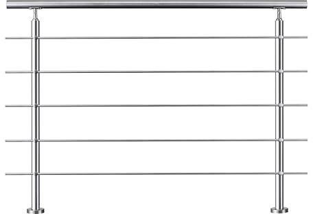 AICA Barandilla de acero inoxidable 304 - Pasamanos para escaleras - para balcones, escaleras, balaustradas con travesaños (150 cm, 5 travesaños)