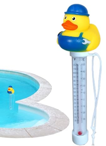 2 Pack Floating Pool Thermometer Duck, Duckshaped Water Gauge With String, Accurate Readings For Water Temperature, Shatter Resistant For Aquarium Swimming Pools, Spas, Hot Tubs, Fish Ponds