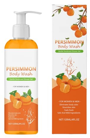 Body Odour Wash for Women, Kaka Body Soap, 120 ml Persimmon Natural Body Wash, Cleaning Skin Lotion, Strong Odour Control, Body Odour Eliminator for Armpits