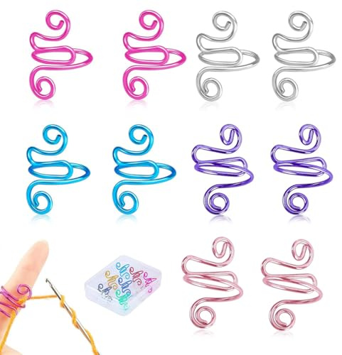 JYNXOR 10 Piezas Anillos Abiertos Ajustables, Accesorios para Tejer, Anillos De Crochet De Metal